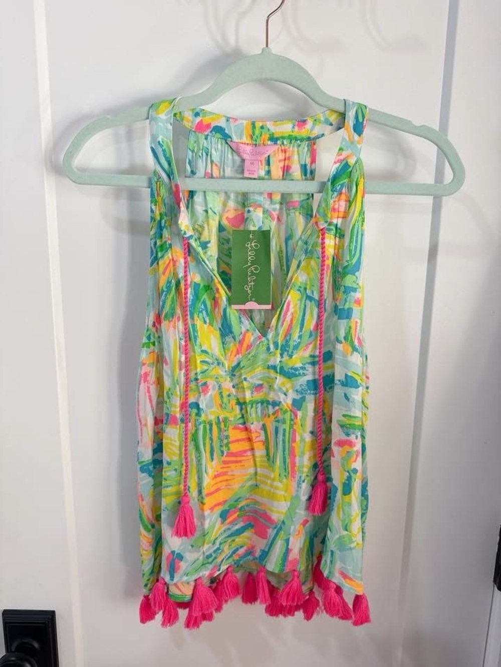 Lilly Pulitzer Roxi Crop Beach Top w/Tassel Trim, Size M  $108 Retail